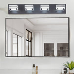 ZUN LED Modern Black Vanity Lights, 4-Lights Acrylic Matte Black Bathroom Vanity Lights Over Mirror W1340P196219