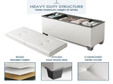 Ottoman Storage Bench, Faux Leather 30" Storage Ottoman Bench, White 33081247