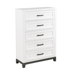 ZUN White Finish Chest with 5x Storage Drawers Wooden Bedroom Furniture 1pc B011P270969