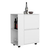 Bar Cart Two Pull-Down Door Cabinets and Two Open Shelves,White B097P167409