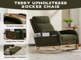 Modern Accent Rocking Chair Rocking Chair with Solid Wood Legs, Upholstered Nursery Glider Rocker, 59526462