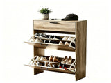 3-Drawer Flip-Front Shoe Cabinet 25"*9.45"*37" Washed grey 12459087