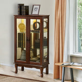 Curio Cabinet Lighted Curio Diapaly Cabinet with Adjustable Shelves and Mirrored Back Panel, W169392180
