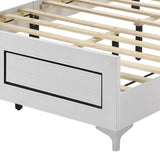 Grey and White Queen Bed with LED Light Padded Headboard B062P215387