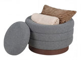 Round Rotating Storage Footstool with Solid Wood Frame, No Assembly Required Makeup Chair with 5.5 77685920