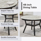 ZUN Mella Round Wood Dining Table with Shelf, 48" Faux Marble Top, Dark Espresso Finish T2574P246578