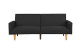 ZUN Modern Electric Look 1pc Convertible Sofa Couch Black Linen Like Fabric Cushion Clean Lines Wooden HS00F8504-ID-AHD