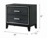 Contemporary Bedroom Furniture Black Finish Nightstand with Two Drawers Wooden 1pc Shimmering Silver B2741P323097