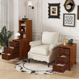 End Table with 3 Drawers, Corner Table with 2 Open Shelves, Tall Side Table for Bedroom and Corner, W2593P289146