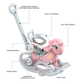 Rocking Horse Toddlers, Balance Bike Ride On Toys with Push Handle, Backrest and Balance Board 99552649