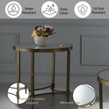 ZUN ACME Aditya End Table, Mirrored & Antique Brass Finish LV02736