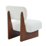 Modern Beige Lounge Chair with Polyester Upholstery, Sturdy Wood Base With Walnut Finish, N767P241702W
