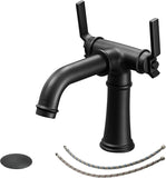 ZUN Industrial Pipe-Style Bathroom Faucet Black 2-Handle Vanity Mixer Tap Pop-Up Drain Included W1920P254901