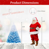5ft Blue&White Xmas Tree - Flocked Snow-Melt Design, Sturdy Metal Stand, 456 Tips, Fireproof & 17188165