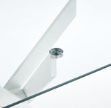 Dining Table with cross metal leg and tempered glass,Modern Space Saving Kitchen Table for Living W234P311858