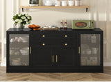 U-Style 58.3" Modern Buffet Sideboard with 4 Doors & 2 Drawers, Adjustable Shelves, Power Outlet, N711P437648B