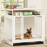 ZUN 43.3 inch Dog Crate Furniture for Large Dogs,Wooden Dog Crate Divider,Double Door Dog Kennel 66949686