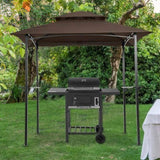 Outdoor Grill Gazebo 8 x 5 Ft, Shelter Tent, Double Tier Soft Top Canopy Steel Frame with hook W41918149
