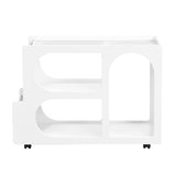 ON-TREND Mobile End Table with Lockable Wheels, Narrow Coffee Table with 5mm Thick Fluted Tempered N721P179241K