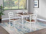 White 5-Pc Counter Height Dining Set Dining Table 4 x Chairs Natural wood Grain Look Table Top B011P313698