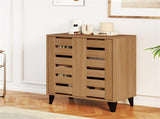 24" Farmhouse Shoe Cabinet with 2 Louvered Doors - 4-Tier Shelves, 3 Adjustable Layers 29651966