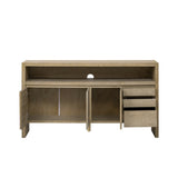 U_Style 60" 3-Door Sideboard with 3 Drawers - Modern Solid Ash Veneer MDF Sideboard, Semi-Open Shelf N711P289141O