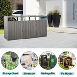 Garbage Bin Shed Stores 3 Trash Cans Metal Outdoor Bin Shed for Garbage Storage,Stainless Galvanized W540133641