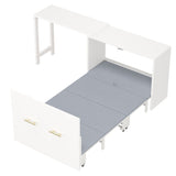 Twin Size Murphy Cabinet Bed with Adjustable Position Desk, Murphy Chest Dresser Bed with Foldable N733P272603K