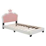 Twin size Upholstered Princess Bed With Crown Headboard,Twin Size Platform Bed with Headboard and N733P180807K