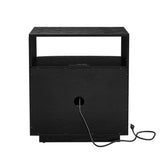 Mid Century Modern Nightstand with Charging Station & Outlet Hole & 2 Solid Wood Drawers, Louver W1801P303391