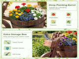 Carbonized Fir Wood 3-Wheel Planter Cart, Drainage Hole Storage Box Vintage Farmhouse Planter 86593785