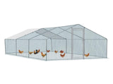 20 x 10 ft Large Metal Chicken Coop, Walk-in Poultry Cage Chicken Hen Run House with Waterproof 65573596