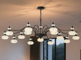 15 Lights Black Vintage Crystal Chandelier Farmhouse Round Hanging Light Fixture for Dining Room 47680282
