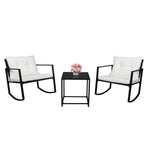 ZUN Single 2pcs Coffee Table 1pc Exposed Rocking Chair Three-Piece Set Black 86452493