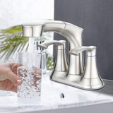 Bathroom Faucet with Pull Out Sprayer, 2 Handle 4 Inch Faucet Utility Sink Faucet, Brushed Nickel W122470441