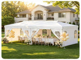 10x20ft Pop Up Canopy Tent with Detachable Sidewalls, 3-Level Adjustable Height Heavy Duty Metal 45626505