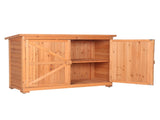Double Doors Fir Wooden Garden Yard Shed Lockers Outdoor Storage Cabinet Unit Orange Red 38440090