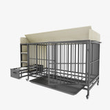 Large pet cage with storage rack, drawers with stainless steel food and water basin, made of iron W3064P245384