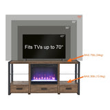 ZUN 60 inch Electric Fireplace Media TV Stand With Sync Colorful LED Lights-Reclaimed Barnwood Color 52096982