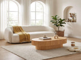 Oval Coffee Table,Mid Century Modern Fluted Coffee Table with Pedestal, Classic Wood Coffee Table W3204P476731