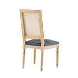 French Country Dining Chairs Elegant Cane Backrest & Upholstered Seats with Fluted Legs N767P263678H