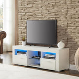 ZUN White morden TV Stand with LED Lights,high glossy front TV Cabinet,can be assembled in Lounge Room, W67936012