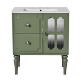 Retro Style 30'' Bathroom Vanity with Ceramic Sink Combo, Freestanding Single Vanity with 2 Drawers, N710P195635F