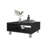 ZUN Avondale Coffee Table in Melamine with Open Storage, Black B128P244984