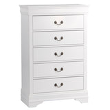 Traditional Design White Finish 1pc Chest of 5 Drawers Antique Drop Handles Drawers Bedroom B01149270