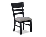 2pc Black Finish Side Chair Gray Fabric Upholstery Seat Ladder Back Contemporary Transitional Style B011P162543