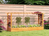 Wooden Raised Garden Bed with Trellis & Flat Roof, Open-Ended Base Planter Box for Climbing 32253535