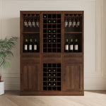 ZUN brown walnut color modular wine bar cabinet Buffet Cabinet with Hutch for Dining Room W331P213375