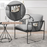 ZUN 2 Sets 1 Case, Upholstered hanging armchair with arm pocket metal frame, crushed foamcushions and W680P145265