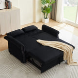 Artemax 55'' Modern Shiny Velvet Convertible Loveseat Sleeper Sofa Couch w/ 2 Lumbar Pillows, W668100737